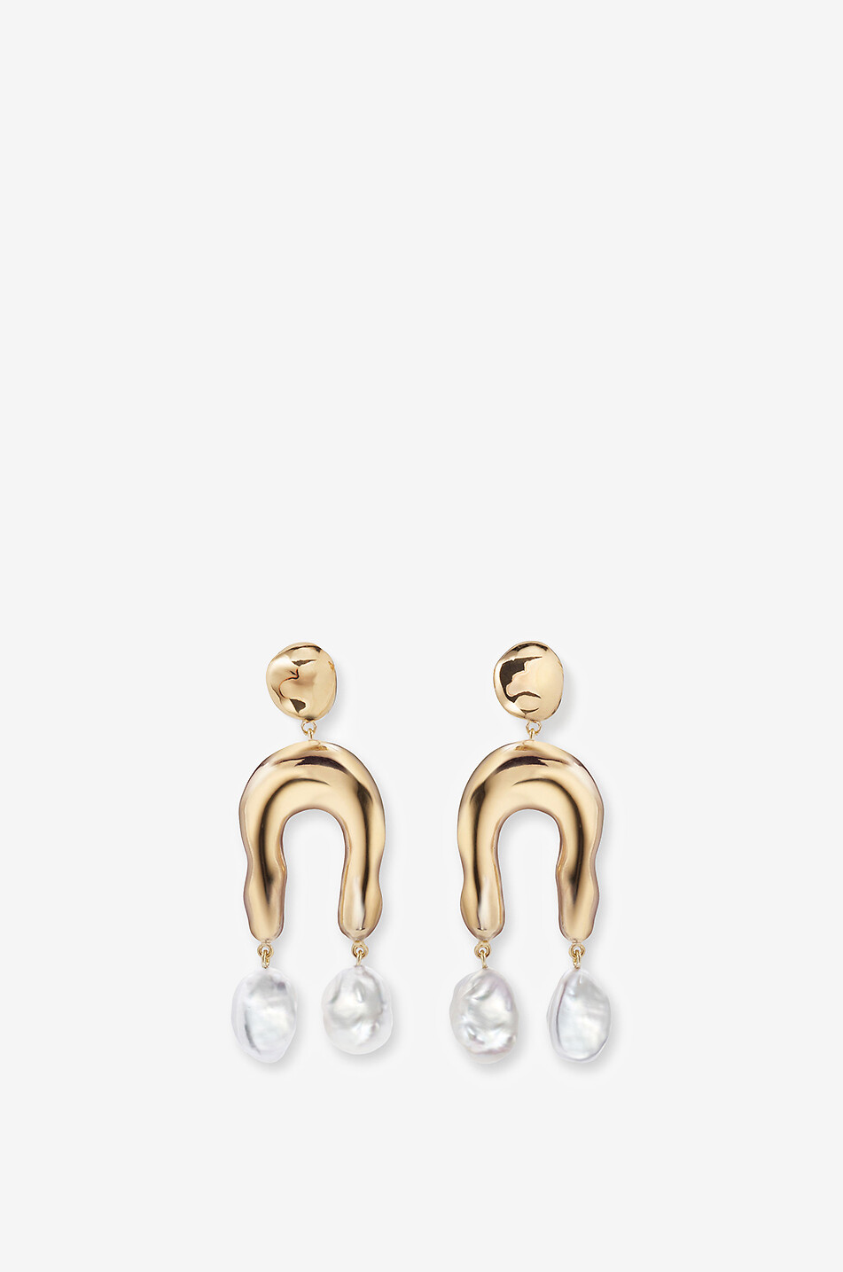 AGMES Boucles d'oreilles en argent doré et perles Imogene Small Femme BLANC CASSE 1