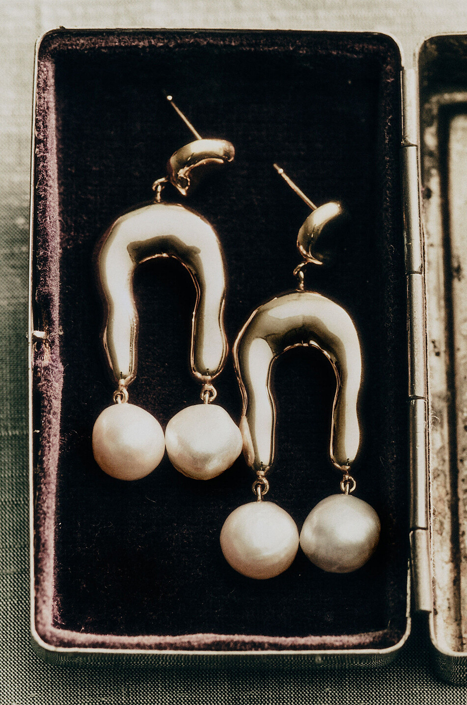 AGMES Boucles d'oreilles en argent doré et perles Imogene Small Femme BLANC CASSE 4