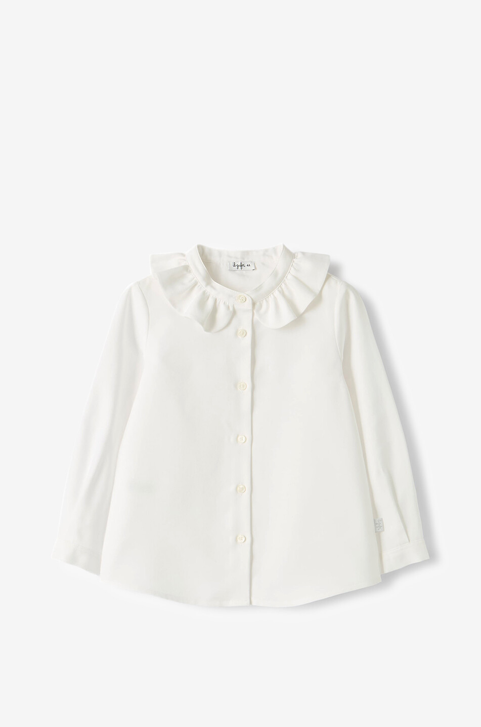 Chemise en coton à col volant fille