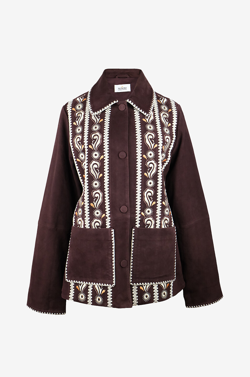 MONOKI Veste chemise en daim brodé Texas Femme ROUGE FONCÉ 1