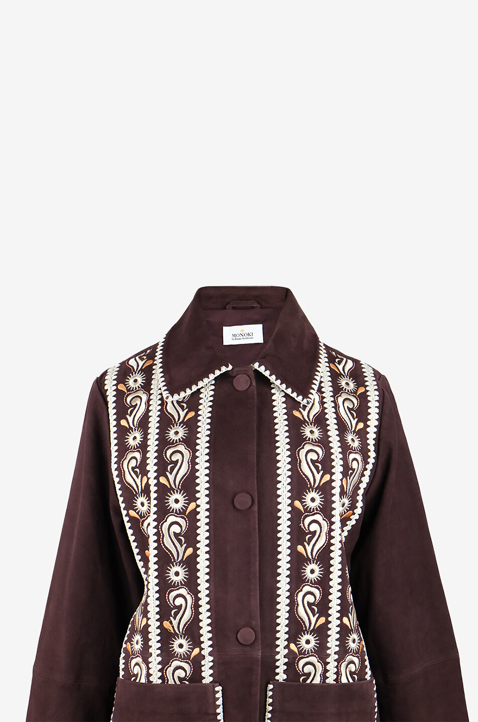 MONOKI Veste chemise en daim brodé Texas Femme ROUGE FONCÉ 3