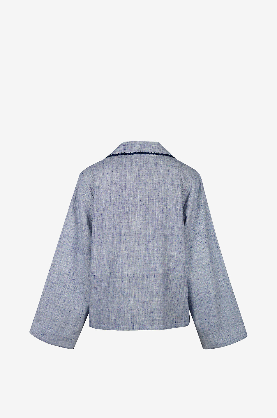 MONOKI Meliertes besticktes Baumwollhemd Pongo Damen BLAU 2