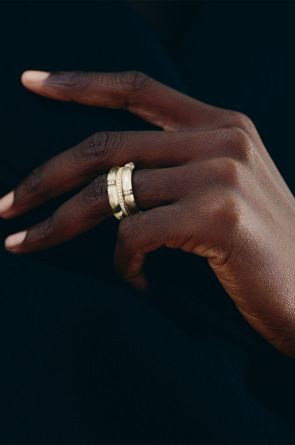 BY PARIAH Goldring mit Diamanten und Kristall Iris Damen GOLDEN 2