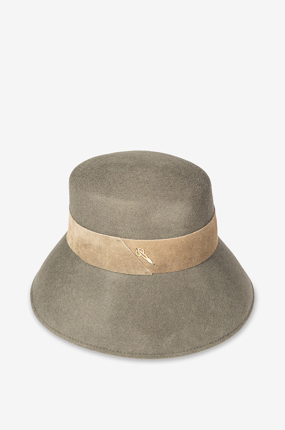 Chapeau cloche en feutre avec bande suédée