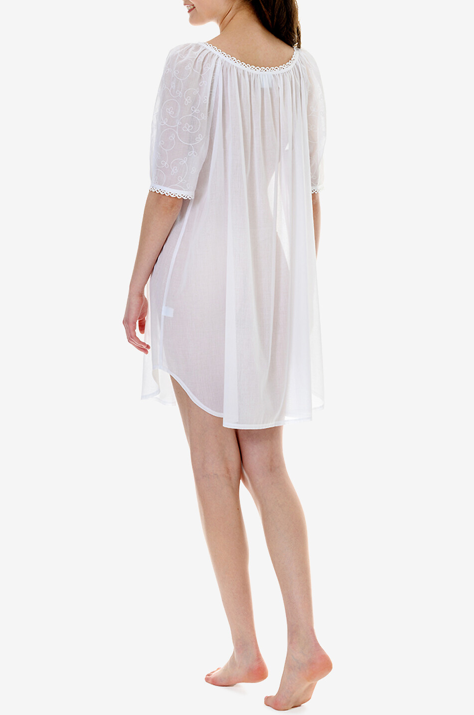 CELESTINE Chemise de nuit à manches bouffantes en voile brodé Anissa Femme BLANC 4