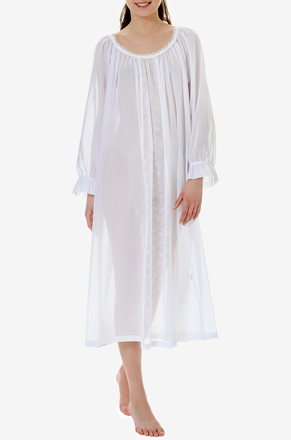 CELESTINE Chemise de nuit en coton à col bateau Anissa Femme BLANC 4