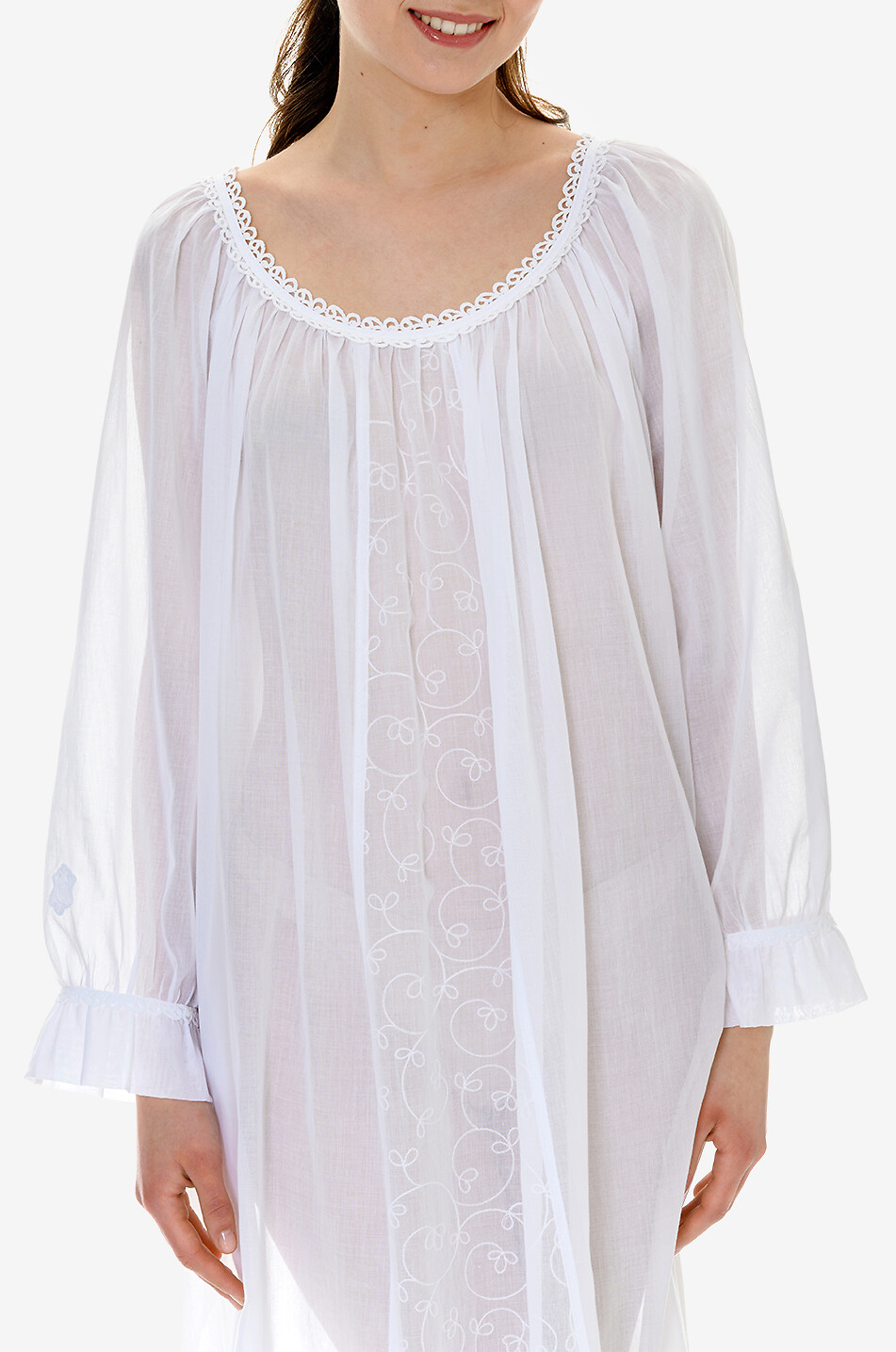 CELESTINE Chemise de nuit en coton à col bateau Anissa Femme BLANC 6