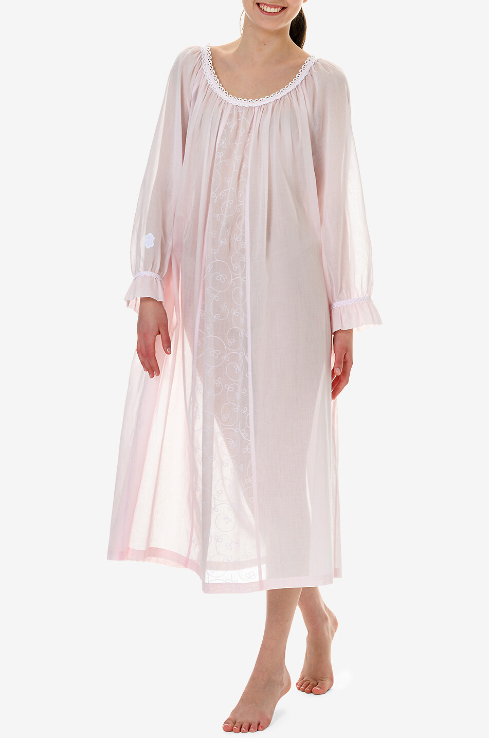 CELESTINE Chemise de nuit en coton à col bateau Anissa Femme ROSE 3