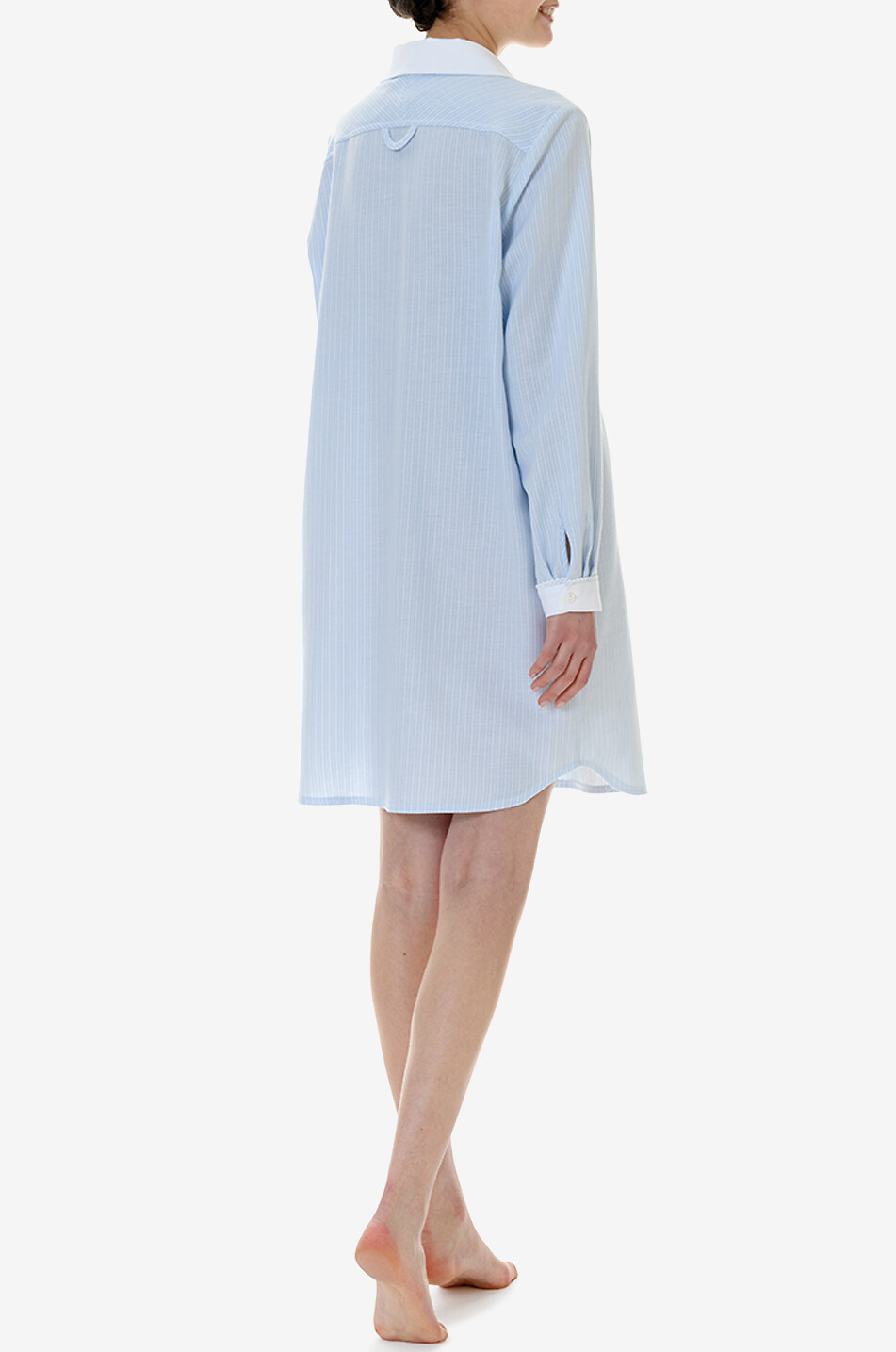 CELESTINE Ellie striped flannel nightshirt with bib Women LIGHT BLUE 4