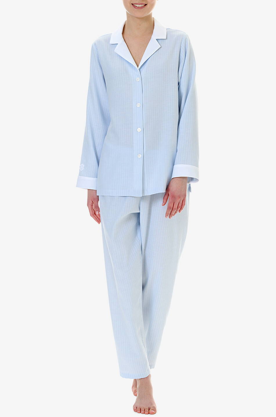 CELESTINE Ensemble pyjama rayé en flanelle coton Ellie Femme BLEU CLAIR 3