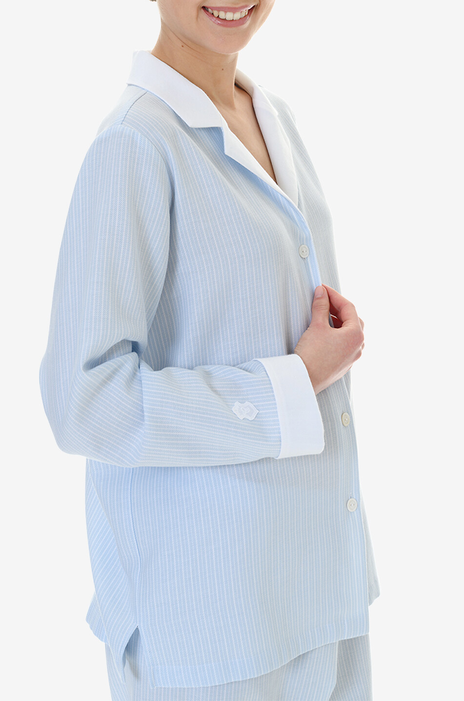 CELESTINE Ensemble pyjama rayé en flanelle coton Ellie Femme BLEU CLAIR 5