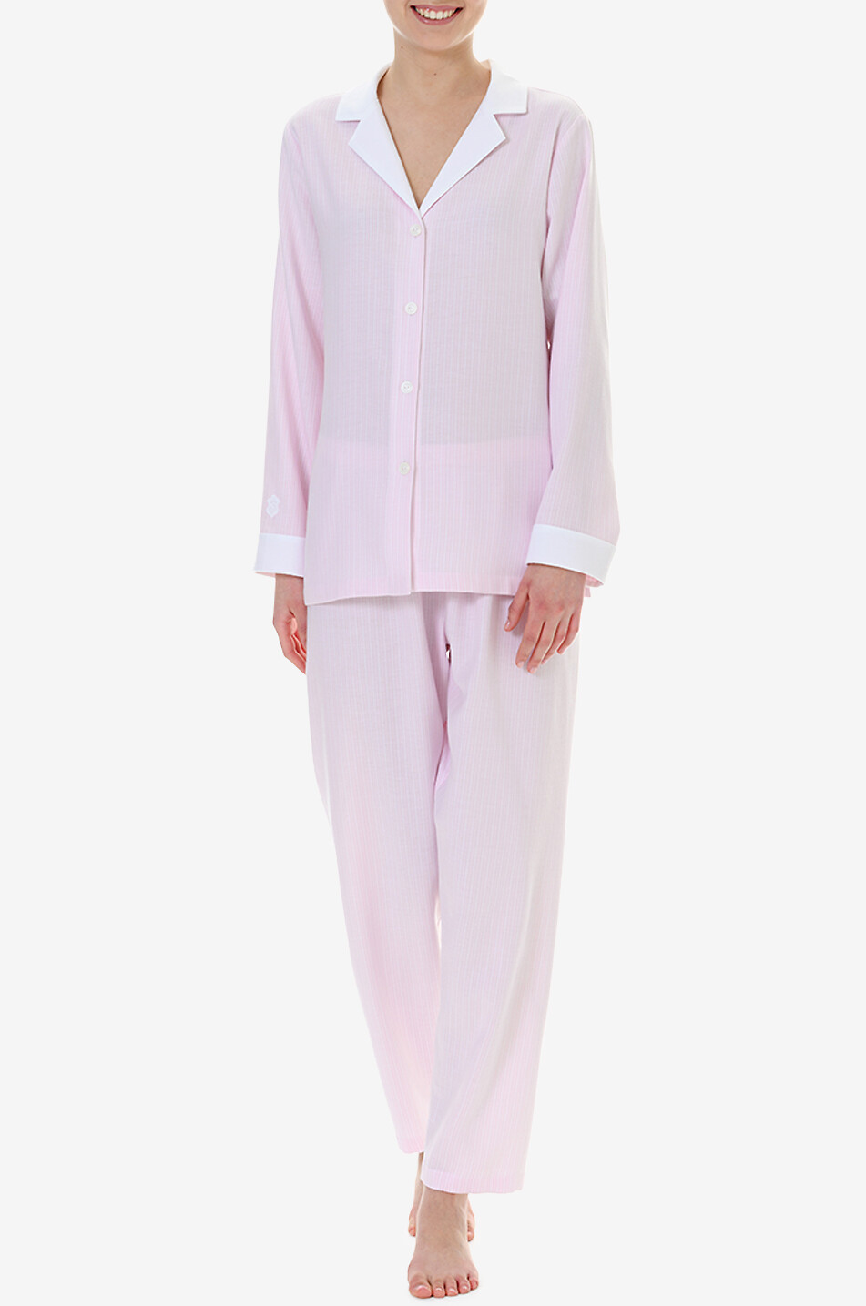 CELESTINE Ensemble pyjama rayé en flanelle coton Ellie Femme ROSE 3