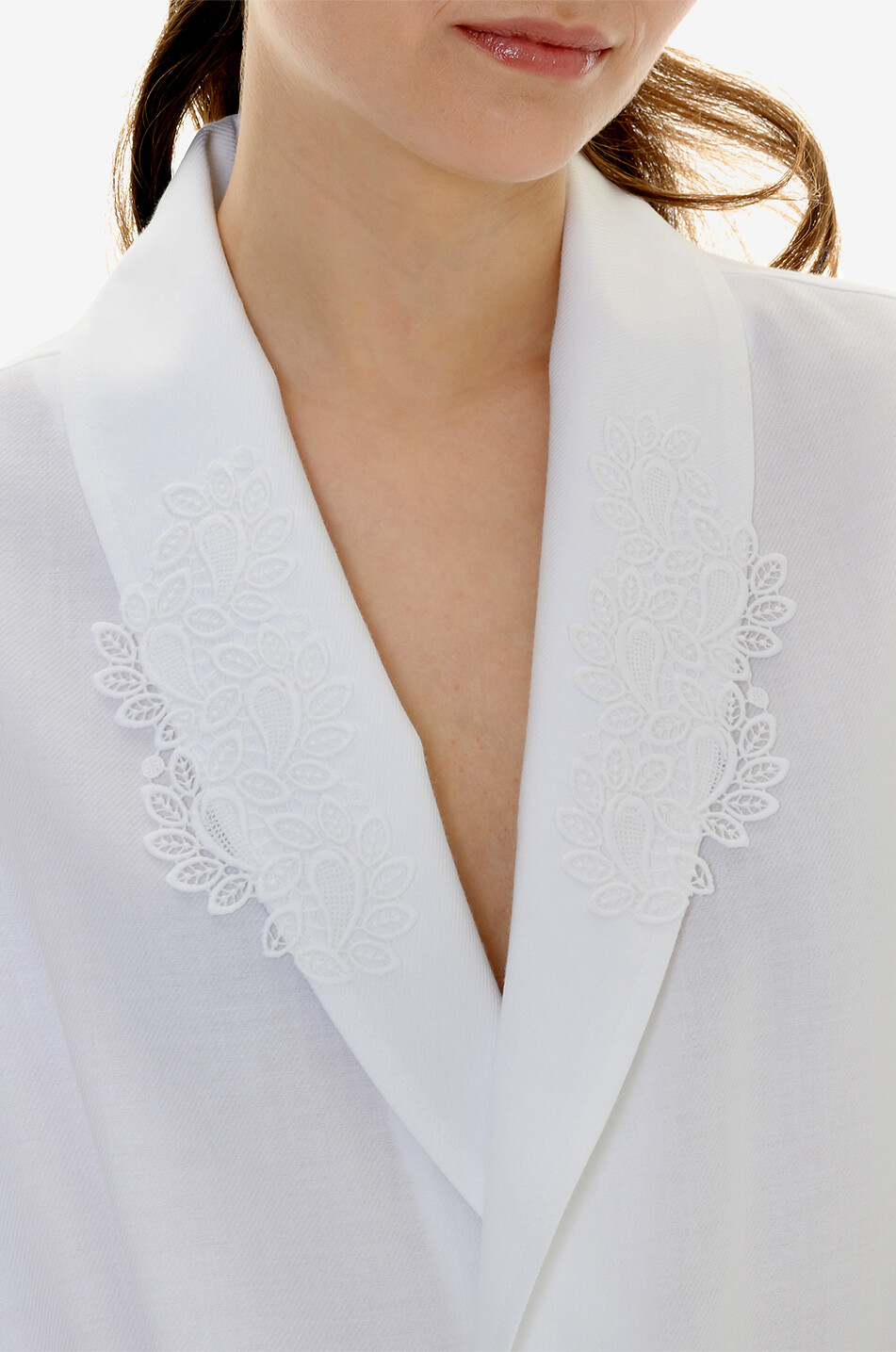 CELESTINE Leona embroidered cotton flannel bathrobe Women WHITE 5