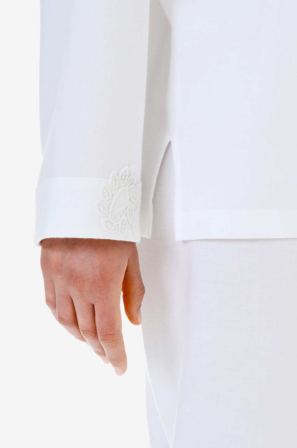 CELESTINE Pyjama en flanelle et guipure Leona Femme BLANC 3