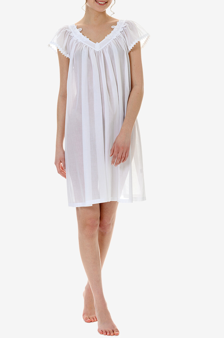 CELESTINE Nuisette en voile de coton et guipure Marcella Femme BLANC 3