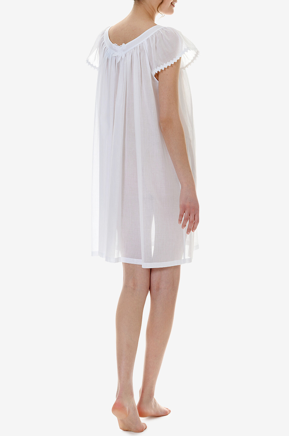 CELESTINE Nuisette en voile de coton et guipure Marcella Femme BLANC 4