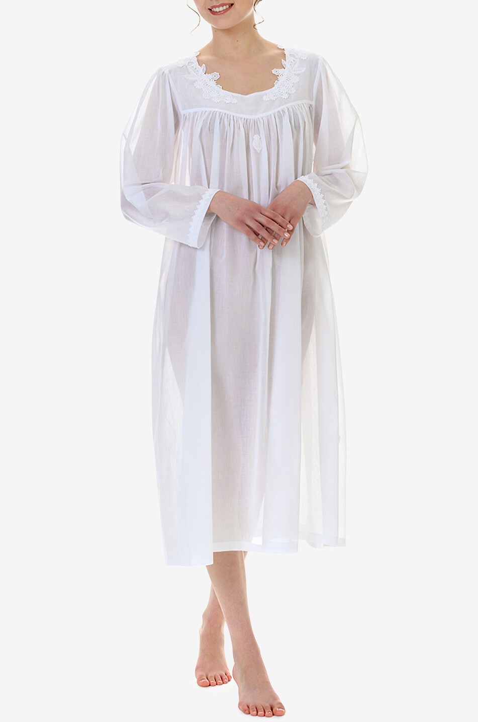 CELESTINE Marcella embroidered cotton voile nightdress Women WHITE 3