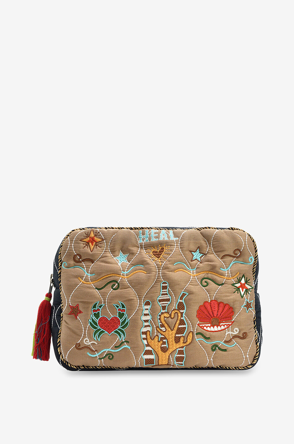 MONOKI Trousse zippée en soie mélangée Heal Big Femme VERT 1