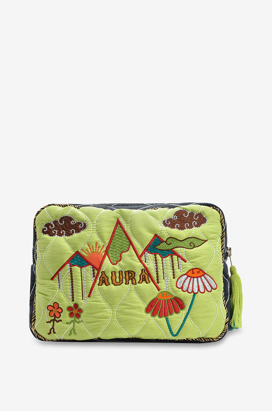 MONOKI Trousse zippée en soie mélangée Heal Big Femme VERT 3