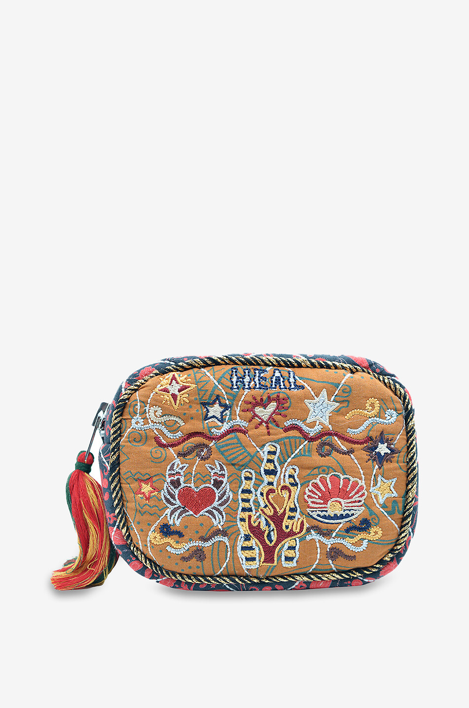 MONOKI Aura Baby embroidered zipped cotton pouch Women GOLDEN 1