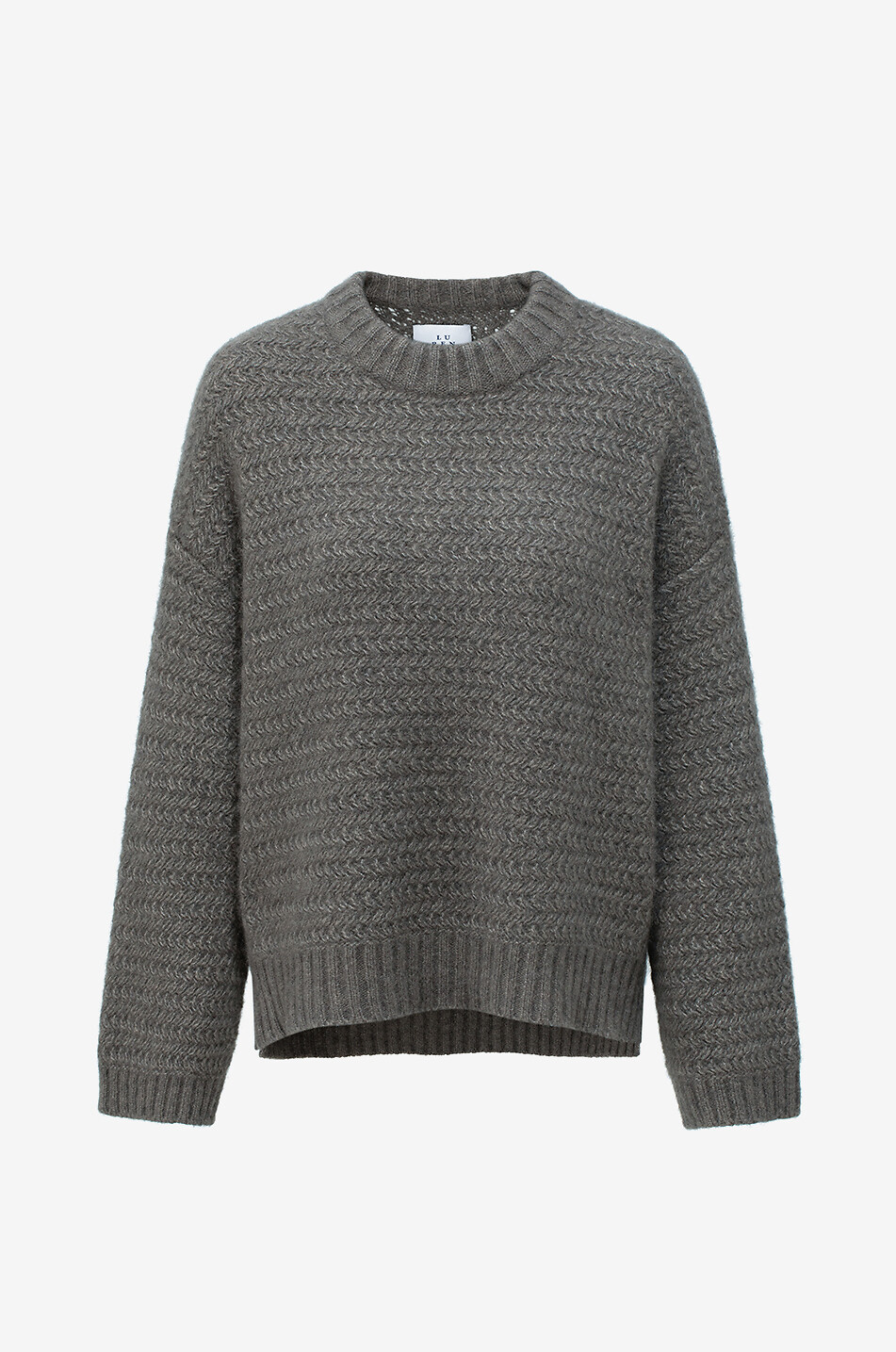 Pull à col rond maille zigzag en cachemire et soie Surrey