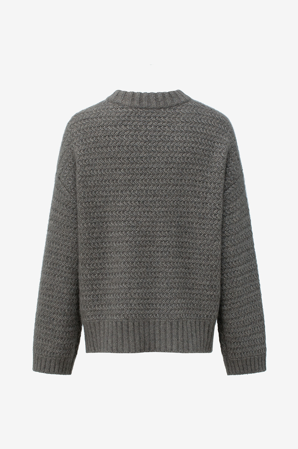 LU REN Pull à col rond maille zigzag en cachemire et soie Surrey Femme MARRON 2