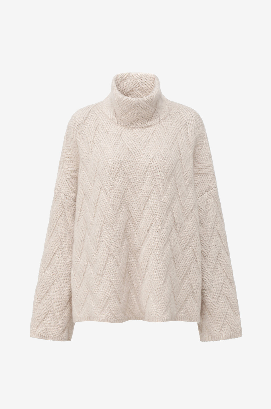 Hidcote zigzag knit funnel neck jumper in cashmere and silk LU