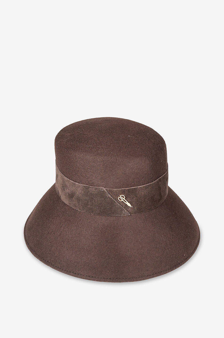 Chapeau cloche en feutre avec bande suédée