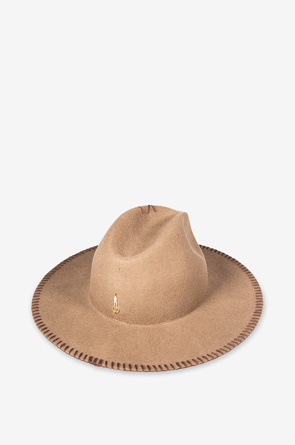 CATARZI 1910 Chapeau fedora à surpiqûres contrastées Femme MARRON 2