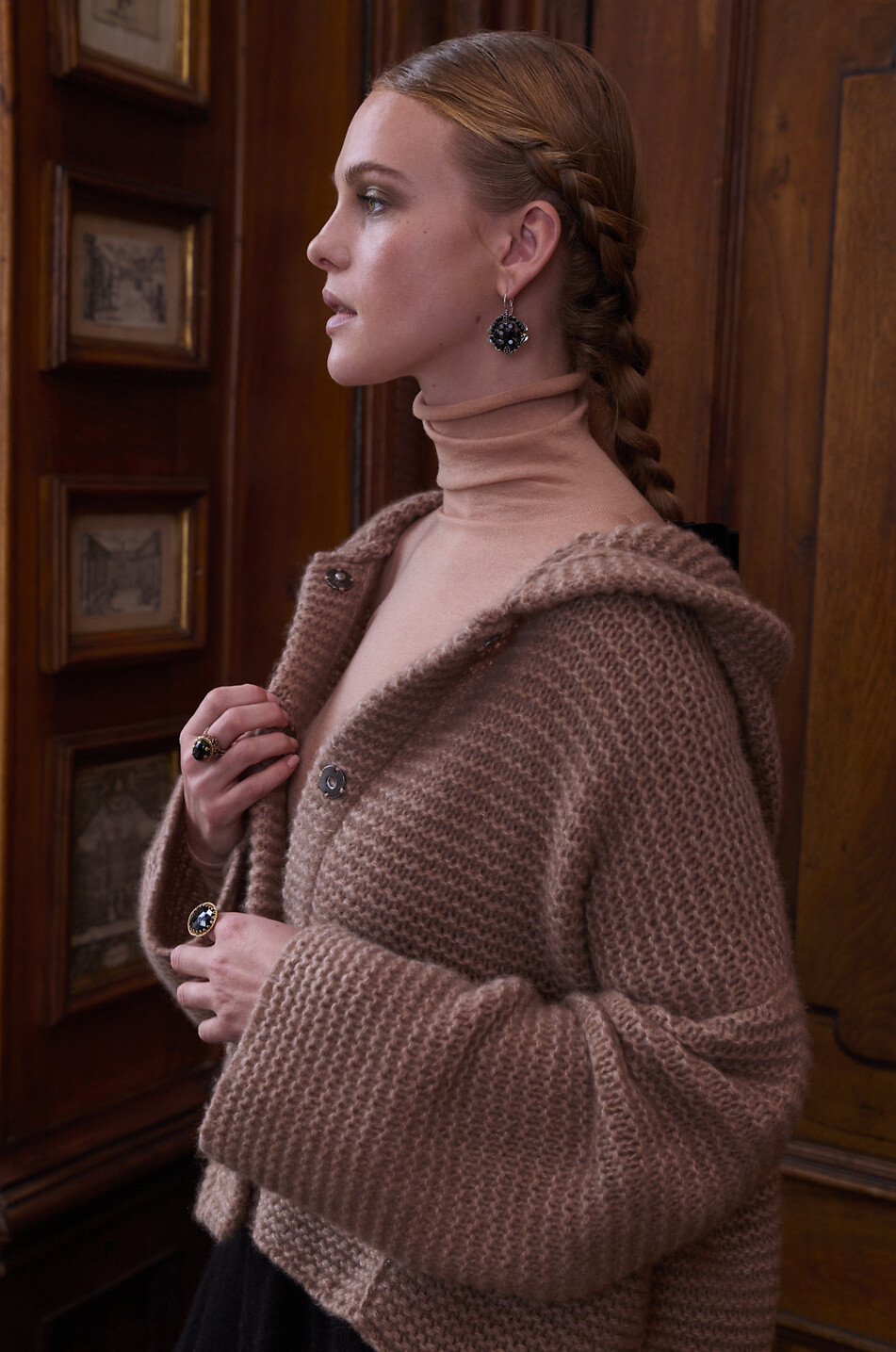 LU REN Cardigan à capuche en cachemire et soie Breezy Femme CAMEL 3