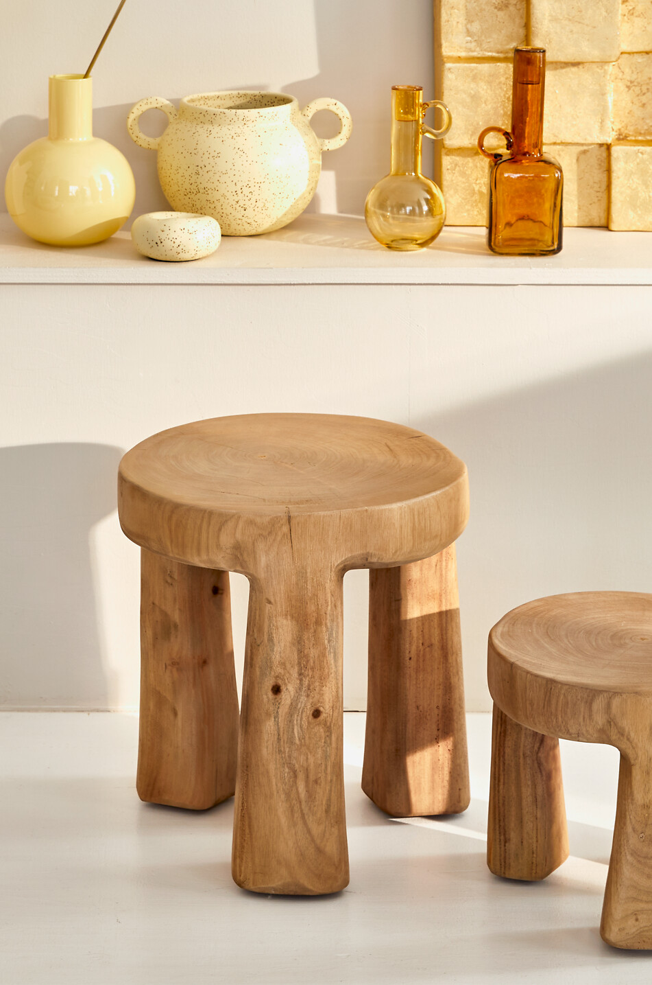 URBAN NATURE CULTURE AMSTERDAM Donna s mahogany wooden stool Home LIGHT BROWN 3