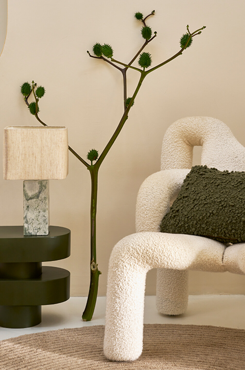 URBAN NATURE CULTURE AMSTERDAM Lampe de table en marbre et lin Suvi Maison VERT CLAIR 3