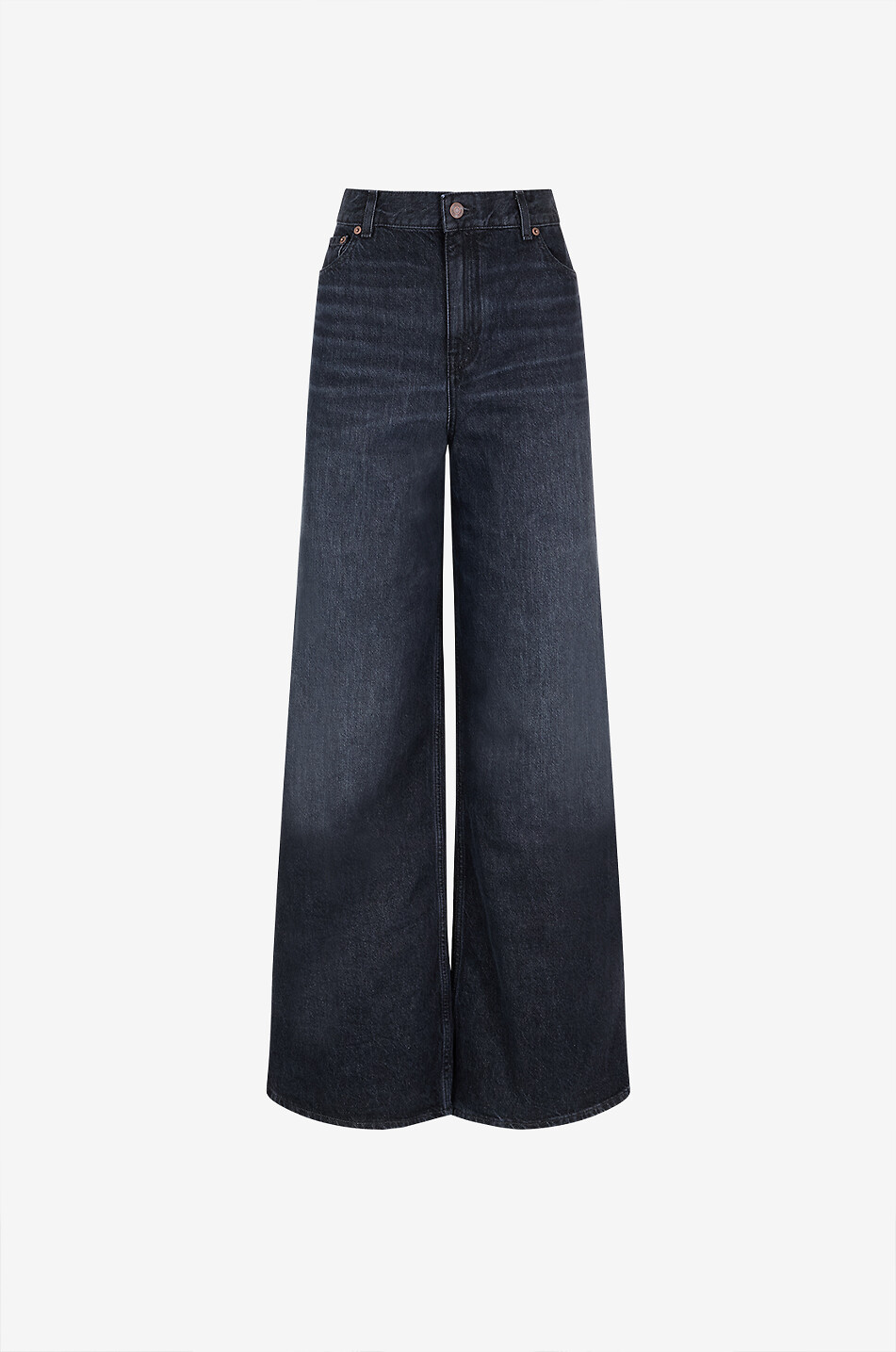 SAINT LAURENT PARIS｜ (822516 3Y009 6178) Black high-rise wide-leg denim trousers - SAINT LAURENT