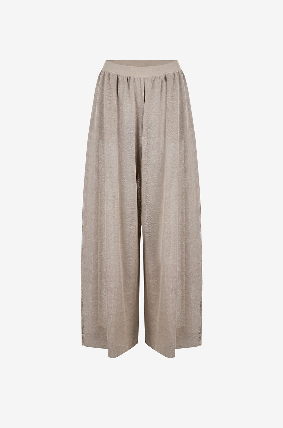ALAÏA Pantalon large en maille fine de soie et lin Femme Beige clair 1