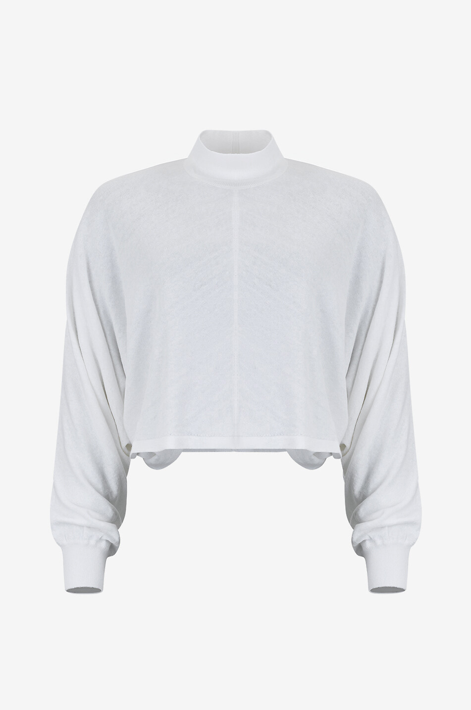 ALAÏA Pull ample raccourci en lin à col montant et découpe dos Femme BLANC 1