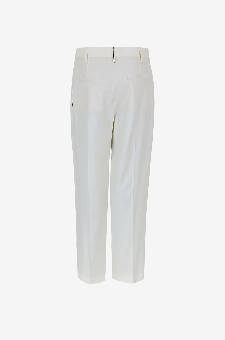 BRUNELLO CUCINELLI Monili embellished slouchy wool and cotton gabardine trousers Women EGGSHELL 2