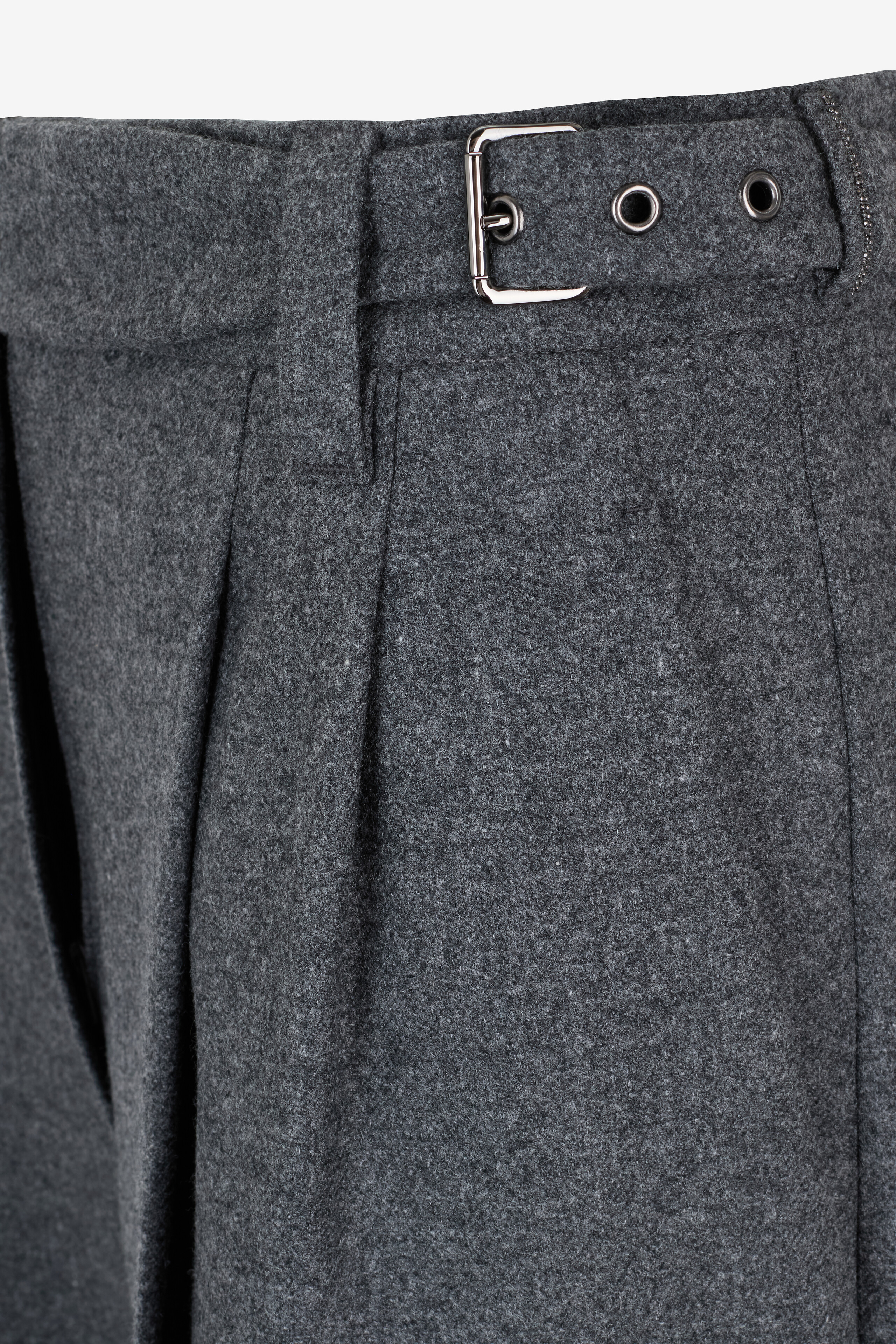 BRUNELLO CUCINELLI Weite Bundfaltenhose aus Flanell mit hoher Taille Monili Damen GRAU 3
