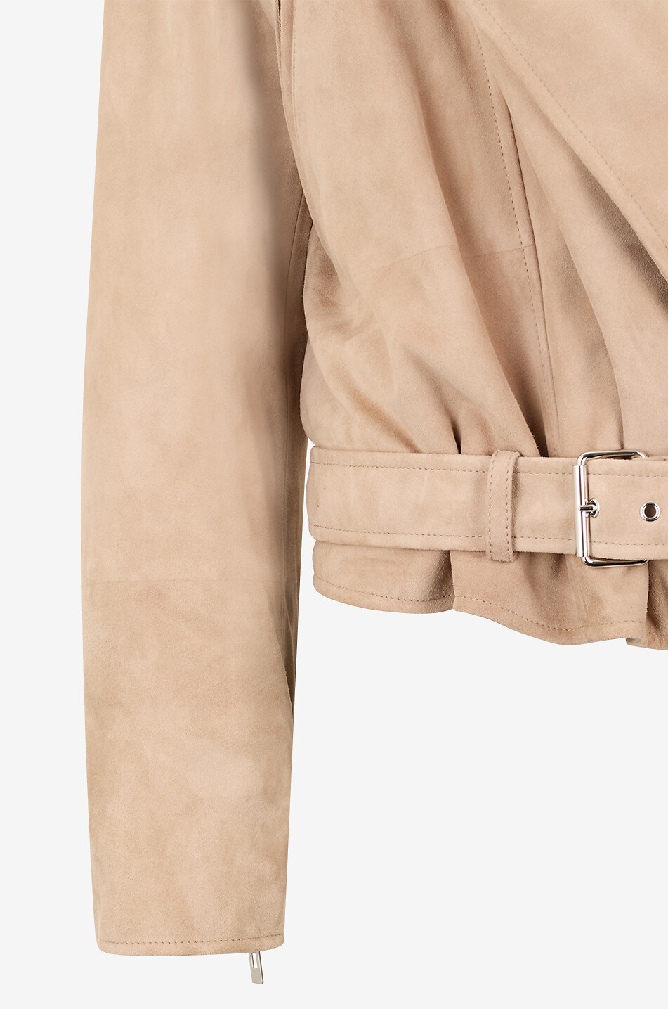 ALAÏA Wildleder-Bikerjacke mit Kapuze und Schalkragen Damen Hellbeige 2