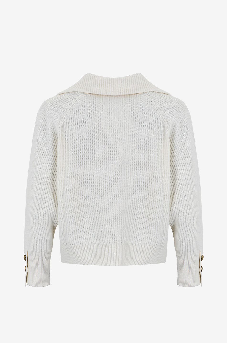 BRUNELLO CUCINELLI Pull côtelé boxy à col marin en laine et cachemire mélangés Femme BLANC CASSE 2