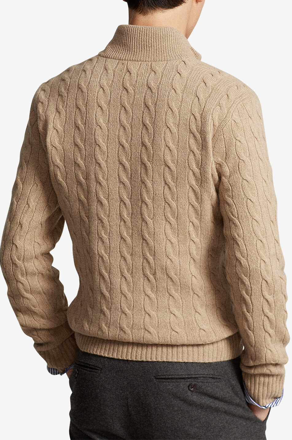 POLO RALPH LAUREN Half-zip wool and cashmere cable-knit jumper Men CAMEL 3