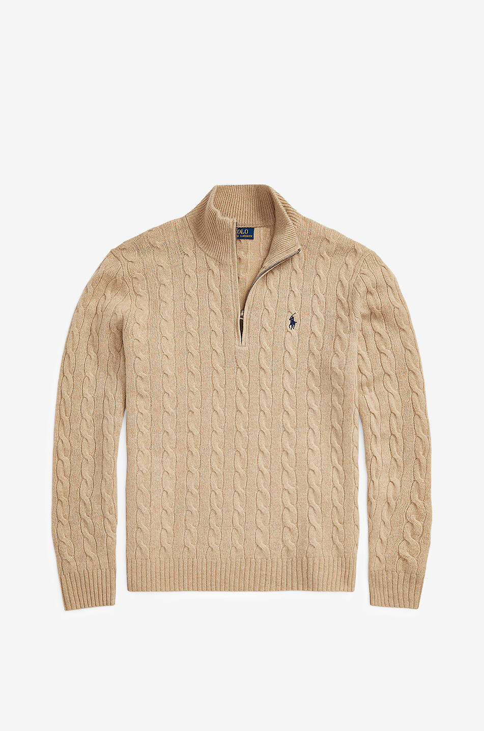 Half-zip wool and cashmere cable-knit jumper