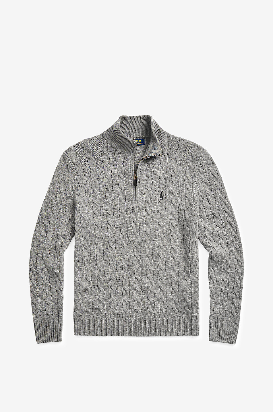 Pull torsadé en laine et cachemire à col montant zippé