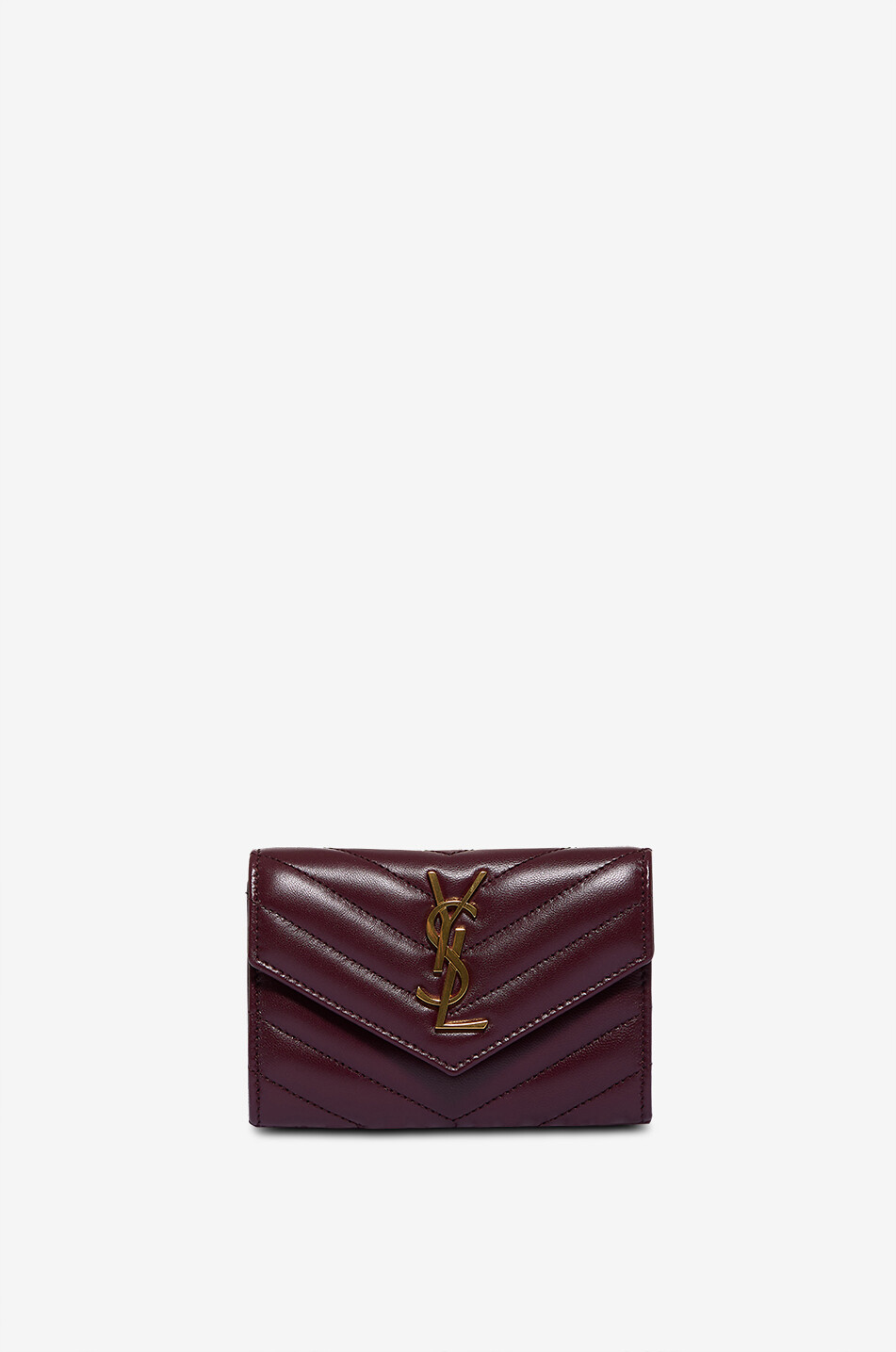 SAINT LAURENT PARIS Petit portefeuille en cuir nappa matelassé Cassandre Femme ROUGE FONCÉ 1