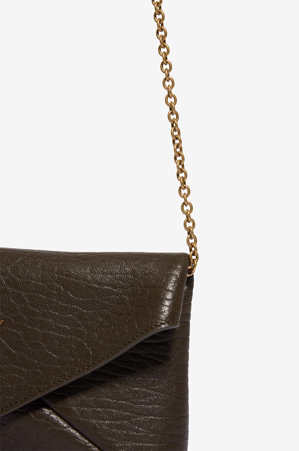 SAINT LAURENT PARIS Clutch aus genarbtem Lammleder mit Kettengurt Cassandre Damen BRAUN 5