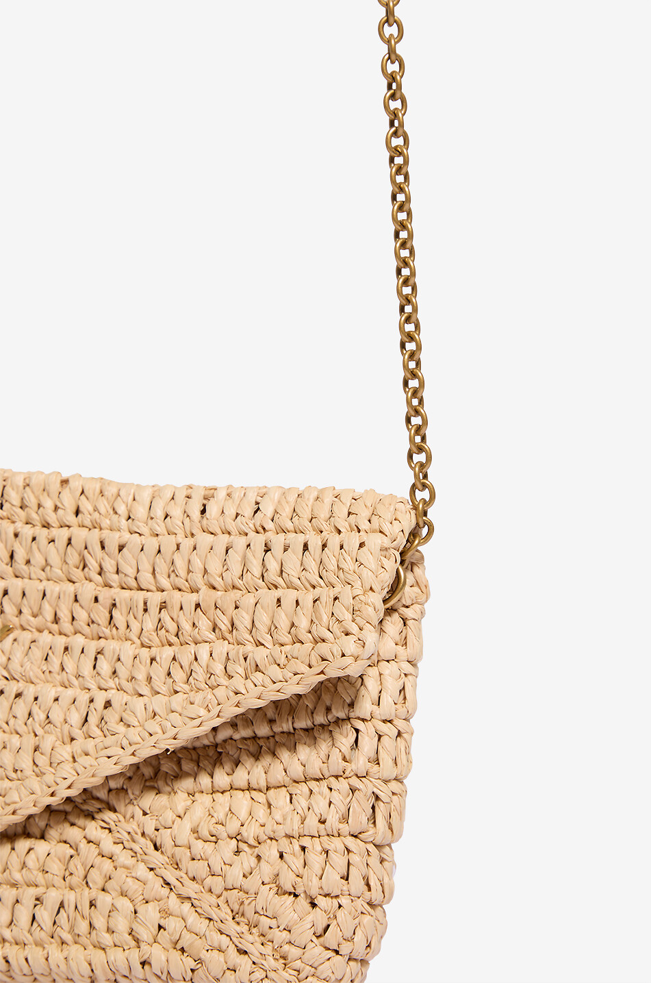 SAINT LAURENT PARIS Cassandre raffia clutch with chain strap Women BEIGE 5