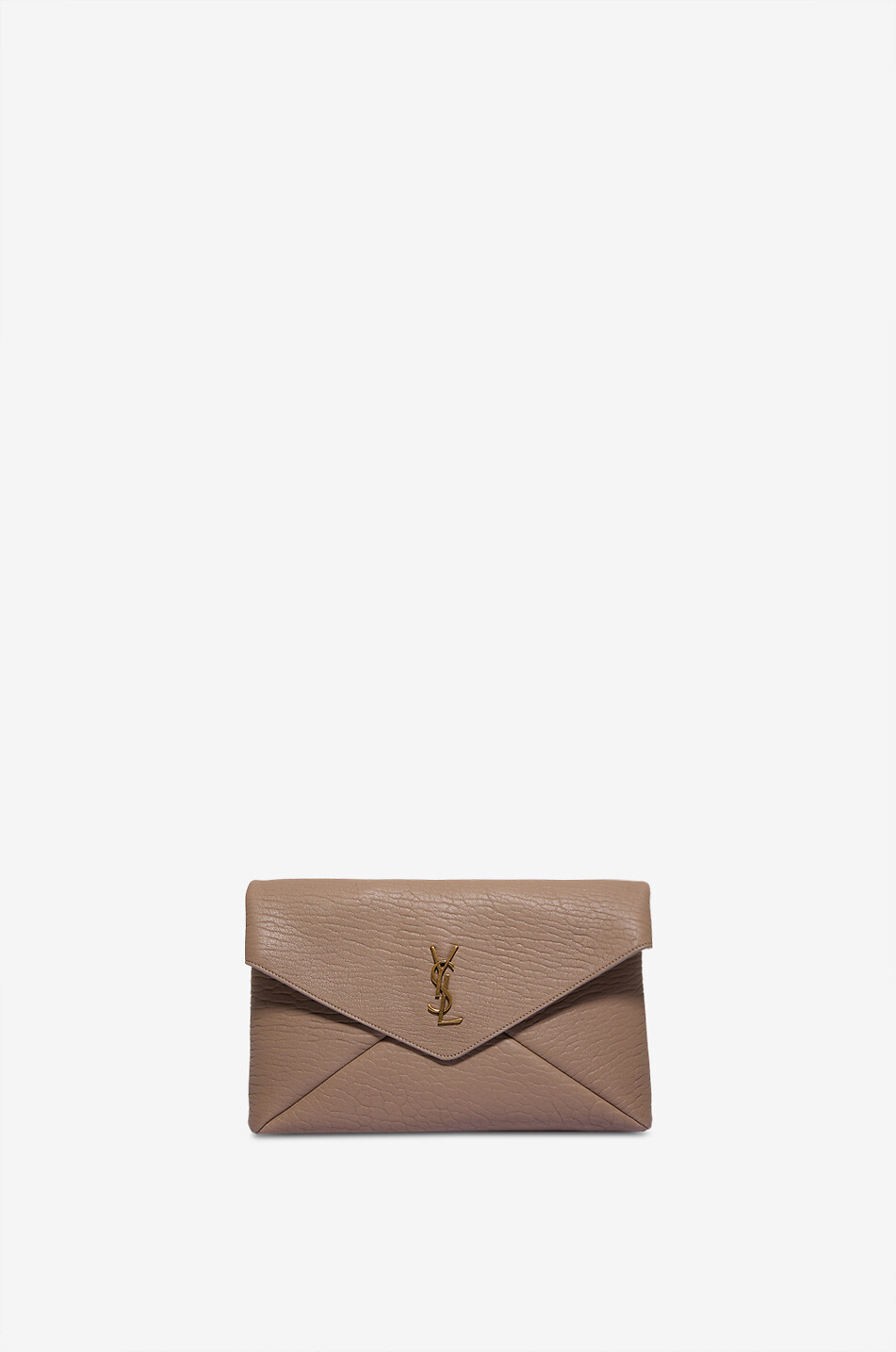 Pochette enveloppe en cuir d'agneau grainé Cassandre Large