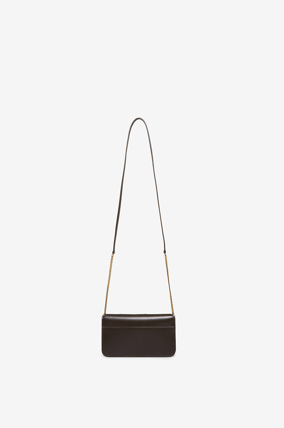 SAINT LAURENT PARIS Cassandre phone holder in leather Women BROWN 3