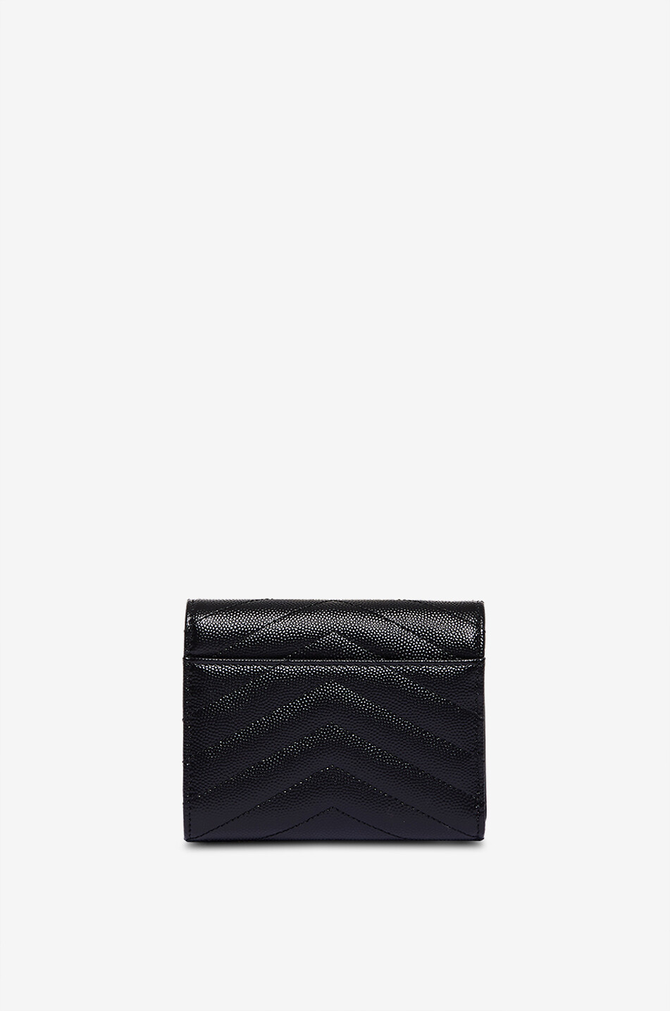 SAINT LAURENT PARIS Cassandre Tri-Fold compact quilted grain-de-poudre leather wallet Women BLACK 2
