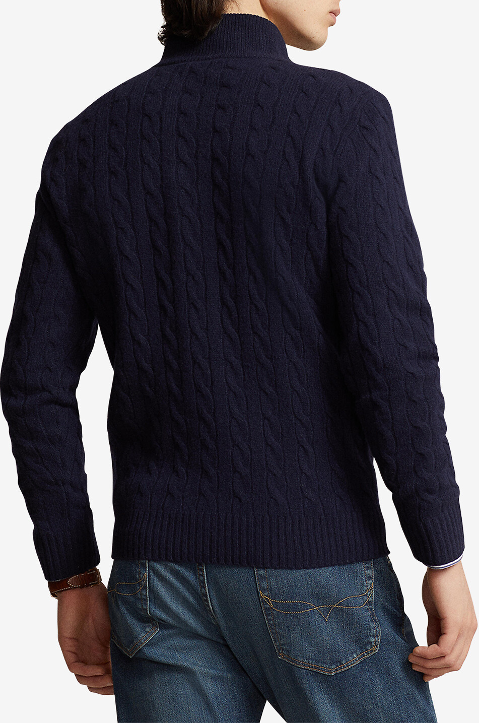 POLO RALPH LAUREN Half-zip wool and cashmere cable-knit jumper Men DARK BLUE 3