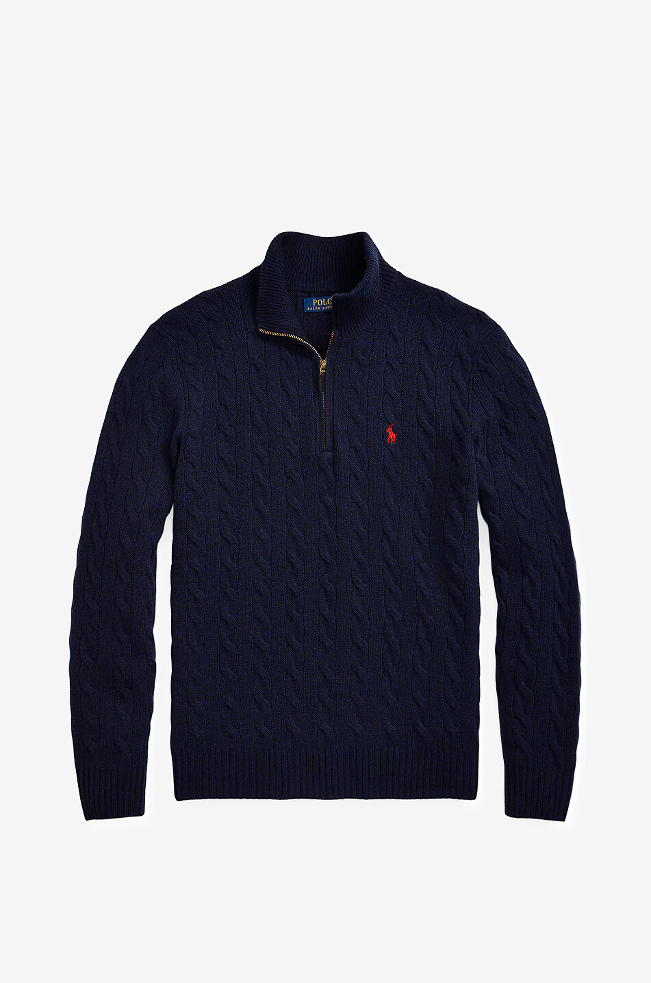 Half-zip wool and cashmere cable-knit jumper